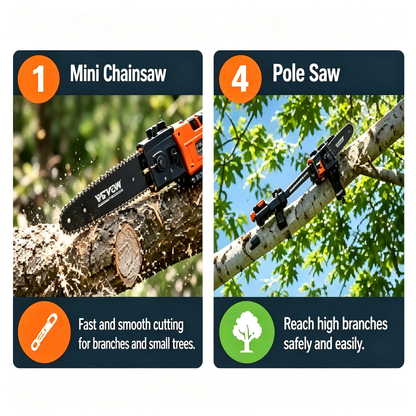 52CC 6-in-1 Gas Multi-Tool Kit with Hedge Trimmer, Brush Cutter, String Trimmer, Edger & Pole Saw