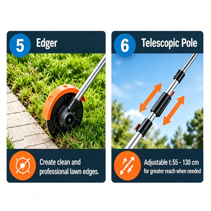 52CC 6-in-1 Gas Multi-Tool Kit with Hedge Trimmer, Brush Cutter, String Trimmer, Edger & Pole Saw