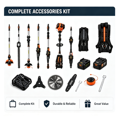 52CC 6-in-1 Gas Multi-Tool Kit with Hedge Trimmer, Brush Cutter, String Trimmer, Edger & Pole Saw