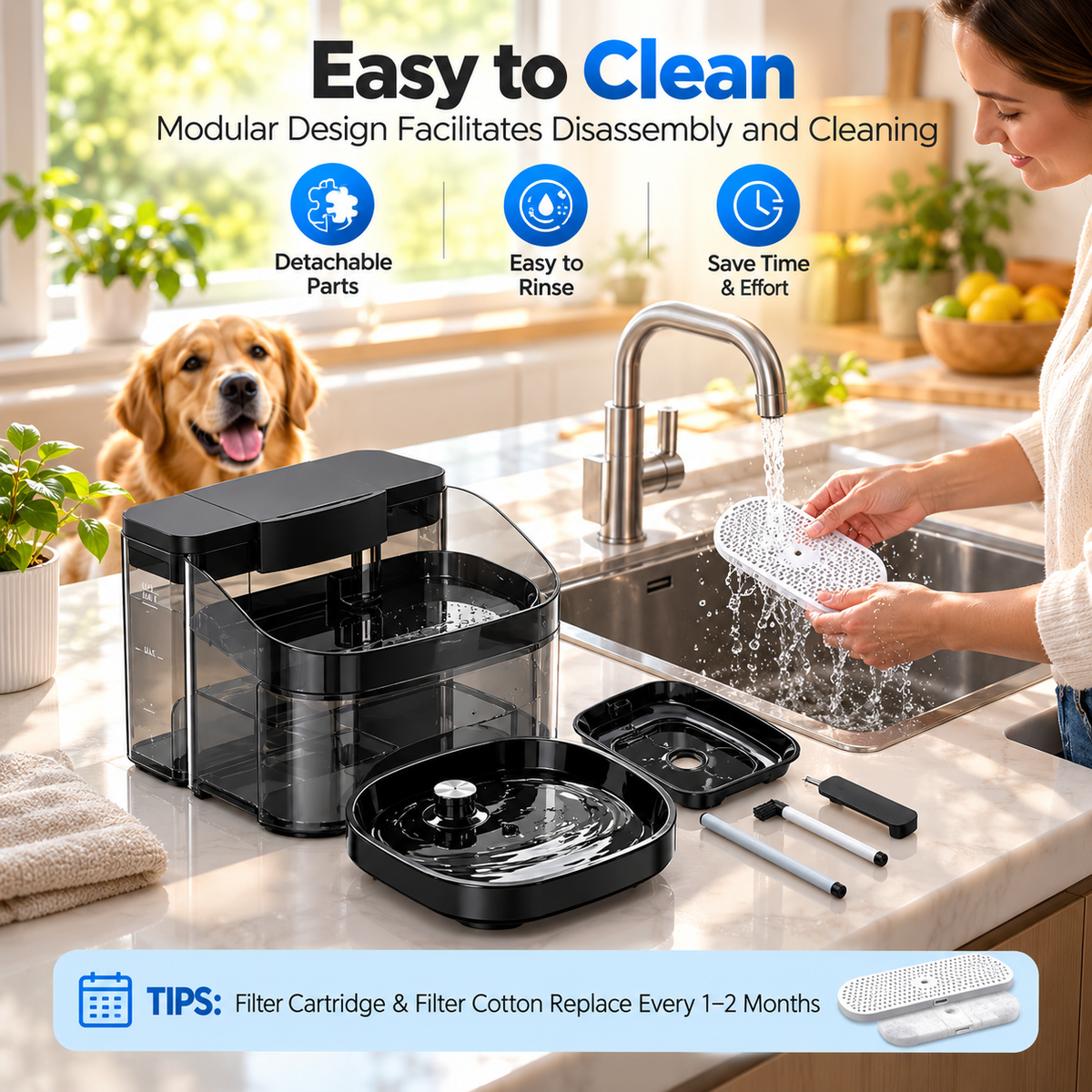 11.5L Large Dog Water Fountain with Automatic Flow & Filtration